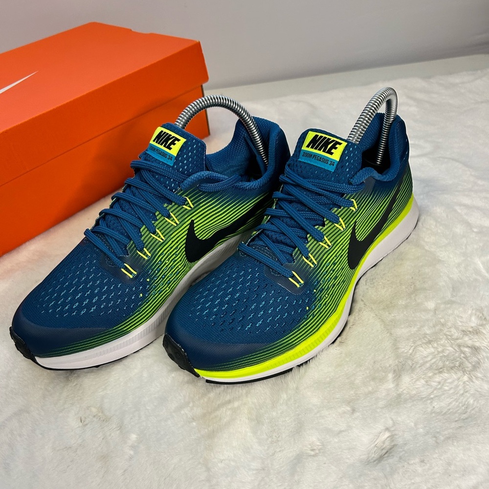 Nike Zoom Pegasus 34 GS Blue Volt Running Shoes Youth 6Y Women’s 7.5 NIB - Picture 5 of 9